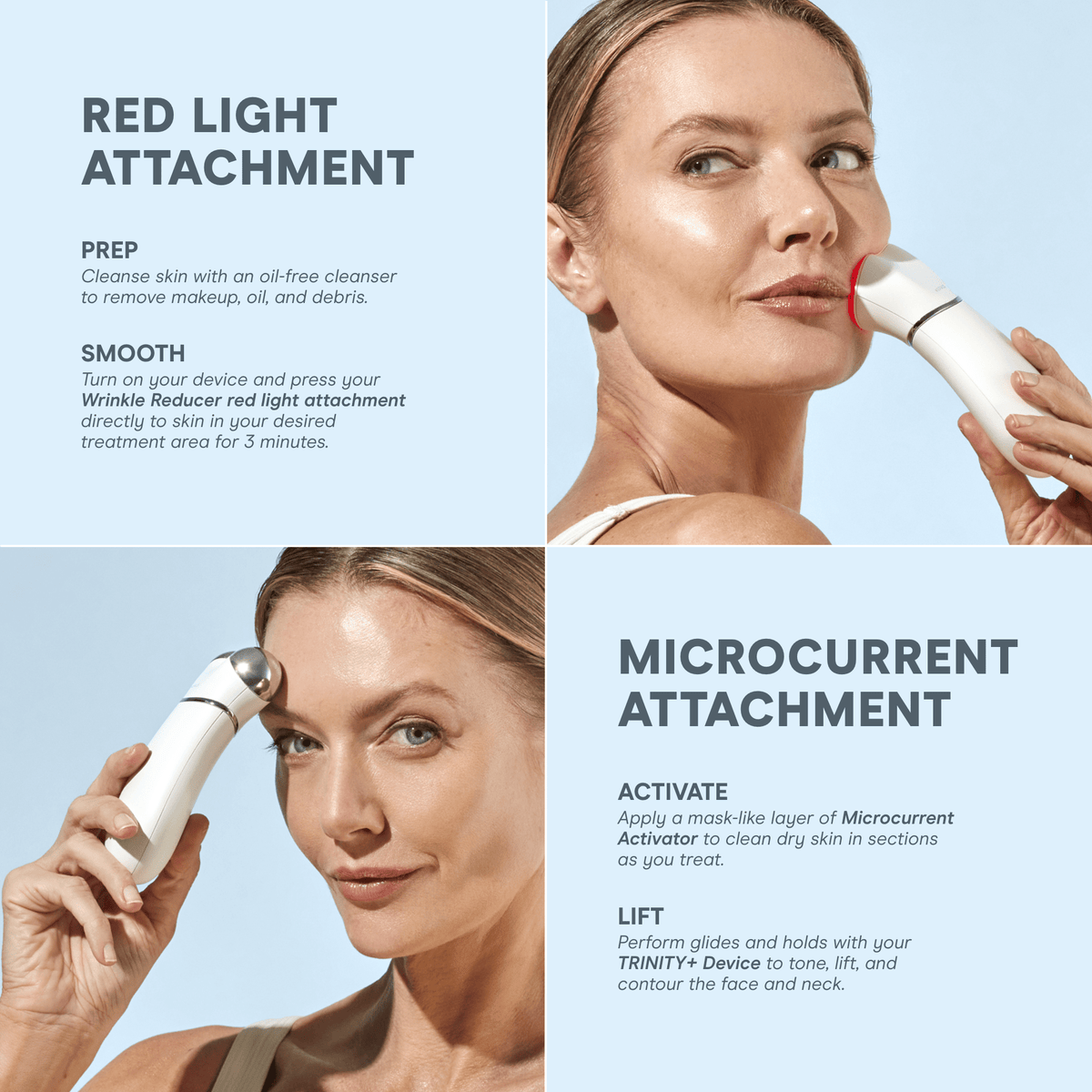 TRINITY+ and Red Light Therapy Attachment - Smart Advanced Facial Toning Device with LED Red Light Attachment